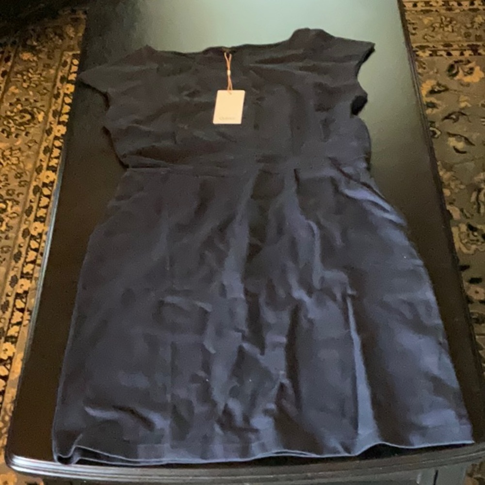 Quince Blue Sheath Mini Dress with Cap Sleeves for Cocktail